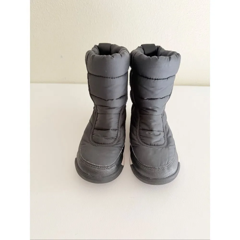 Sorel Womens Whitney Boot Size 2 Big kid Black Nylon Quilted Puffy Bootie Water
